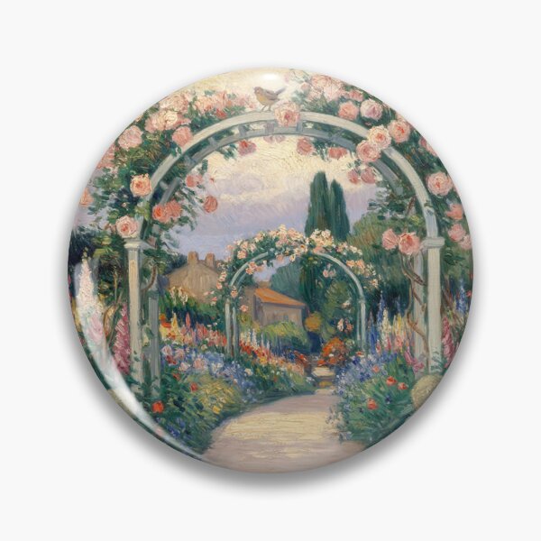 Item preview, Rose Garden After Rain – Monet Inspired Impressionist French Cottage Garden Wall Art designed and sold by Tamas Das.