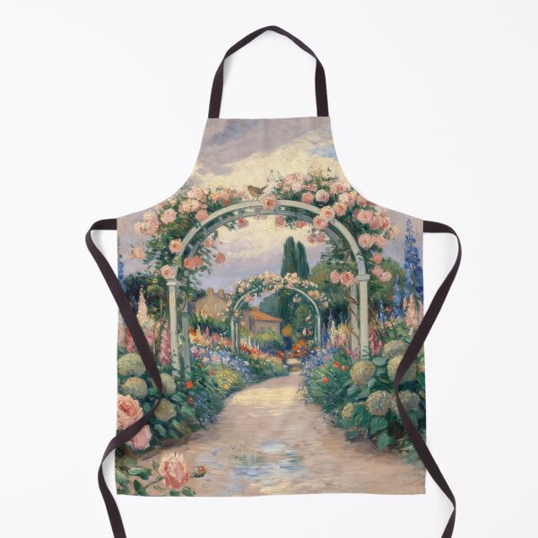 Item preview, Rose Garden After Rain – Monet Inspired Impressionist French Cottage Garden Wall Art designed and sold by Tamas Das.