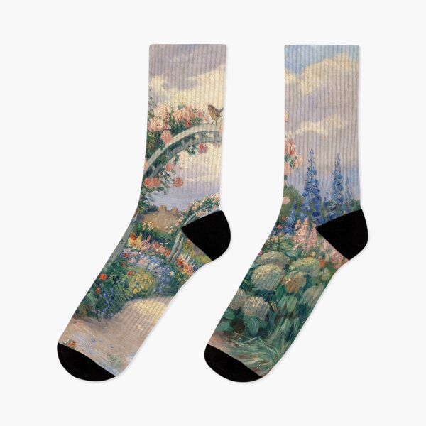 Item preview, Rose Garden After Rain – Monet Inspired Impressionist French Cottage Garden Wall Art designed and sold by Tamas Das.
