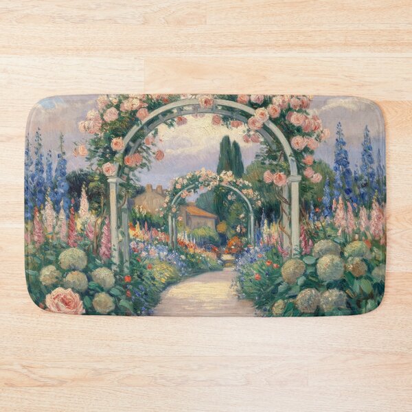 Item preview, Rose Garden After Rain – Monet Inspired Impressionist French Cottage Garden Wall Art designed and sold by Tamas Das.