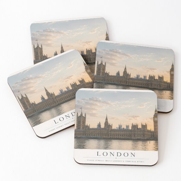 Item preview, London Sunset Travel Poster | Big Ben & Houses of Parliament Fine Art Print designed and sold by Wandered North.