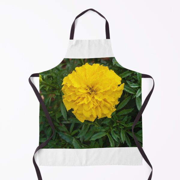 Item preview, Bright Yellow Marigold Flower Surrounded by Green Leaves in a Garden Setting designed and sold by Nmallia.
