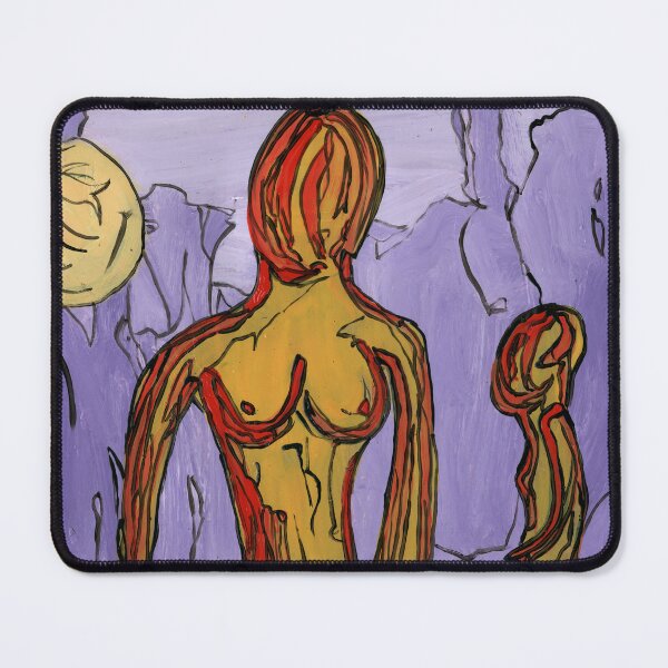 Item preview, Moonlit Figures – Art Brut Nude & Moon Painting by Dwaalhaas designed and sold by Dwaalhaas.com.