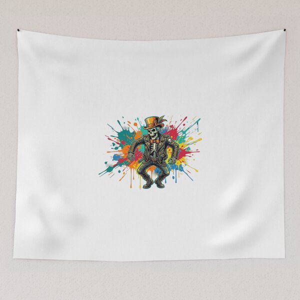 Item preview,   Color Splash Skeleton Gentleman – Vibrant Halloween Street Art designed and sold by ShirtsUp-Lane.