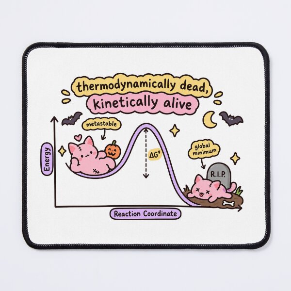 Item preview, Thermodynamically Dead Kinetically Alive Chemistry Pun designed and sold by EntropyThreads.