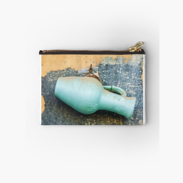 Item preview, Turquoise Ceramic Jug Hanging On Weathered Textured Wall With Peeling Paint Rustic Decor designed and sold by Nmallia.