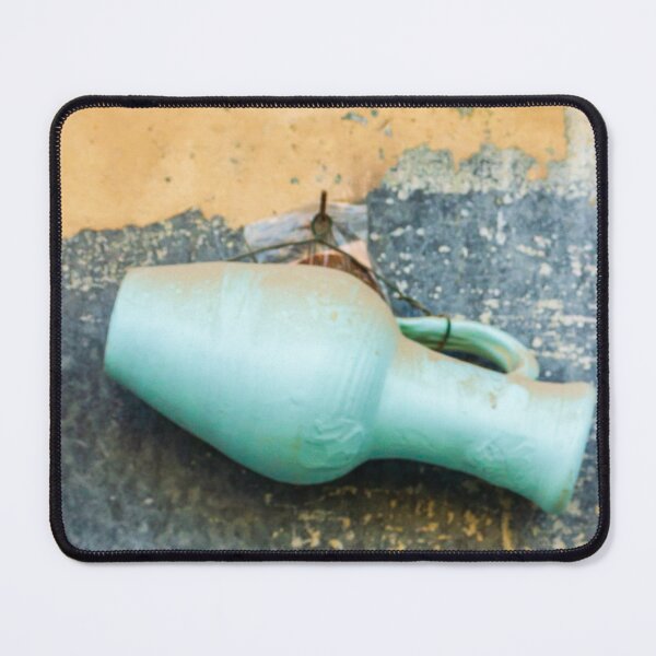 Item preview, Turquoise Ceramic Jug Hanging On Weathered Textured Wall With Peeling Paint Rustic Decor designed and sold by Nmallia.
