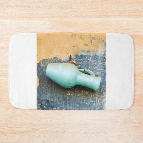 Item preview, Turquoise Ceramic Jug Hanging On Weathered Textured Wall With Peeling Paint Rustic Decor designed and sold by Nmallia.