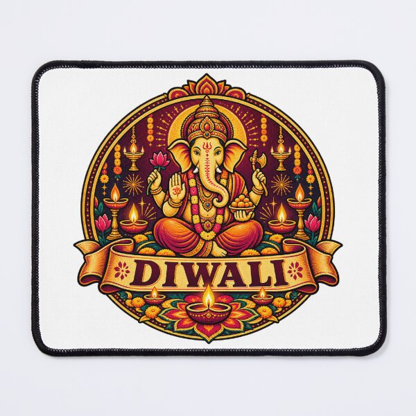 Item preview, Ganesha Silhouette Diwali Badge – Vintage Festival Retro Design designed and sold by Globalcitytees.
