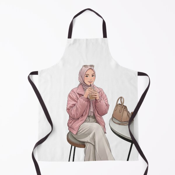 Item preview, Pink Hijab Girl Enjoying Coffee in a Cozy place designed and sold by sabartgunpla.