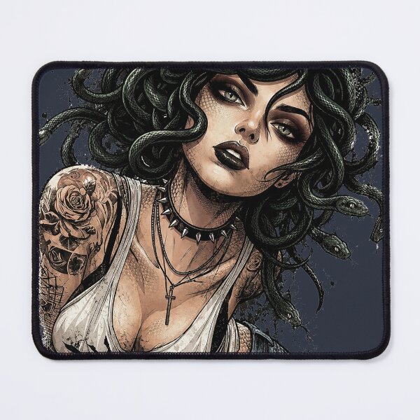 Item preview, Medusa Goth Girl Shirt – Stare If You Dare Gothic Snake Tattoo Graphic Tee designed and sold by rygenr8.