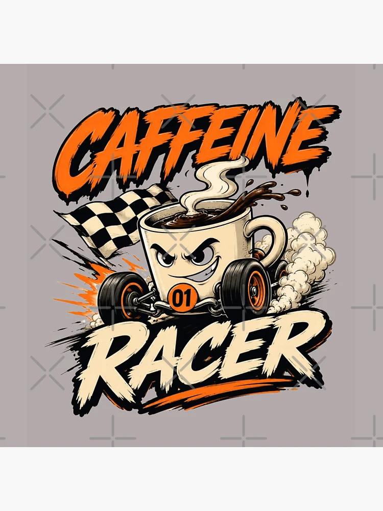 Thumbnail 4 of 4, Clock, Caffeine Racer Funny Coffee Cup Racing Coffee Lover Design designed and sold by RajDeals.