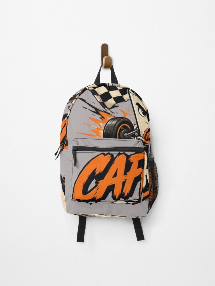 Thumbnail 1 of 3, Backpack, Caffeine Racer Funny Coffee Cup Racing Coffee Lover Design designed and sold by RajDeals.