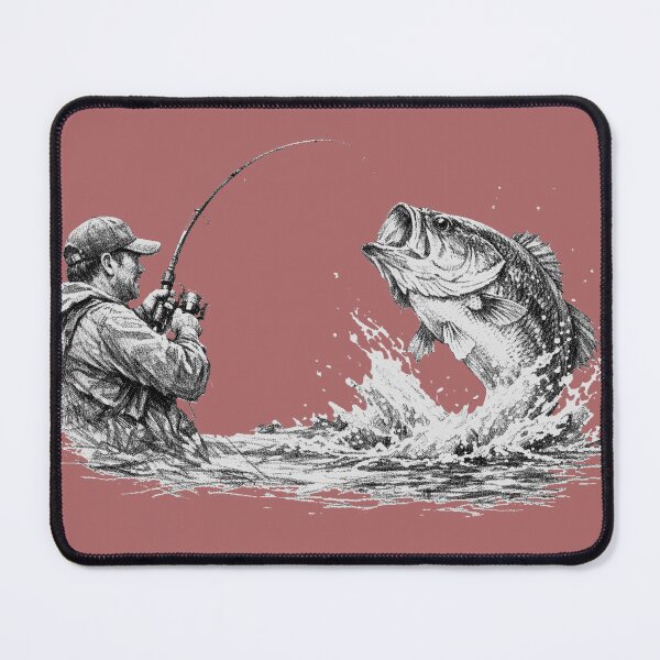 Item preview, Large Mouth Bass Strike - Black & White Fishing Art designed and sold by Fort Chiswell Trading Company.