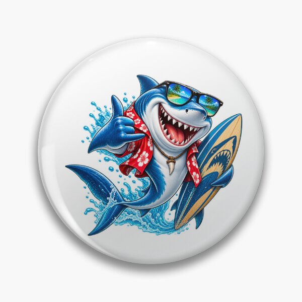 Item preview, shark on vacation surf board designed and sold by Looplk.