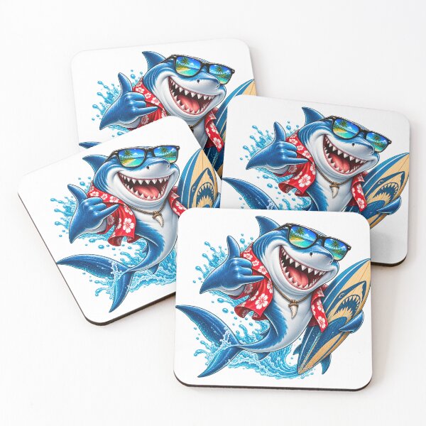 Item preview, shark on vacation surf board designed and sold by Looplk.