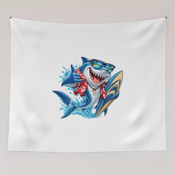 Item preview, shark on vacation surf board designed and sold by Looplk.