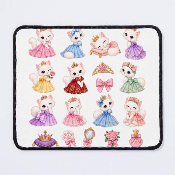 Item preview, Cute Princess White Cat Aesthetic Sticker Sheet designed and sold by Rehnair.
