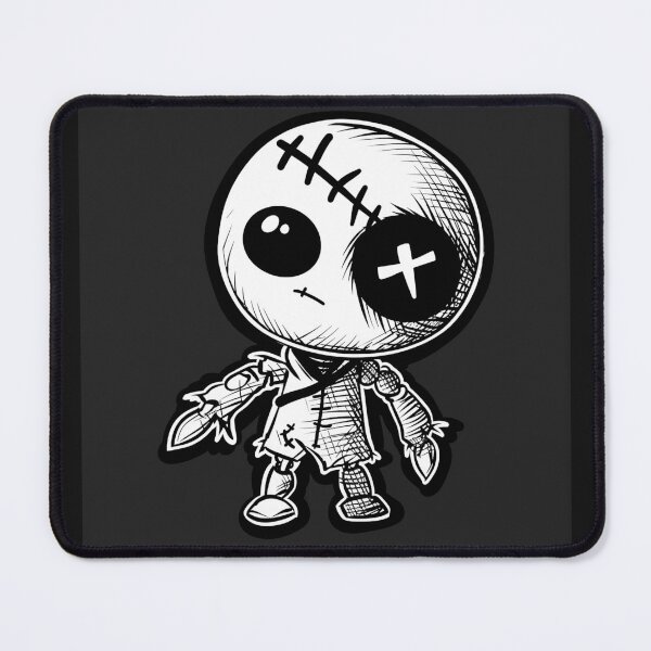 Item preview, Cute Voodoo Doll with Button Eye Black and White Gothic Horror Art Design designed and sold by inkoutninja.