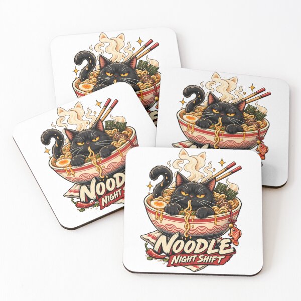 Item preview, Noodle Night Shift Black Cat designed and sold by Trendy-Artistry.