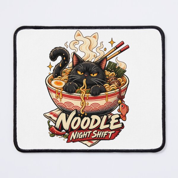 Item preview, Noodle Night Shift Black Cat designed and sold by Trendy-Artistry.