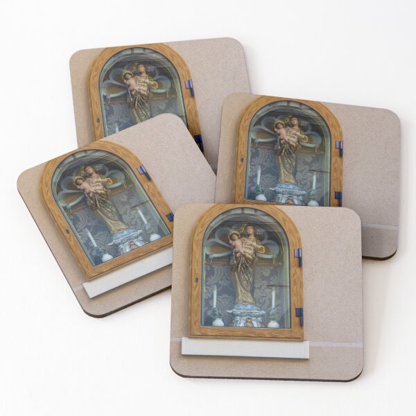 Item preview, Madonna And Child Shrine In Wooden Glass Niche On Exterior Wall Religious Statue designed and sold by Nmallia.