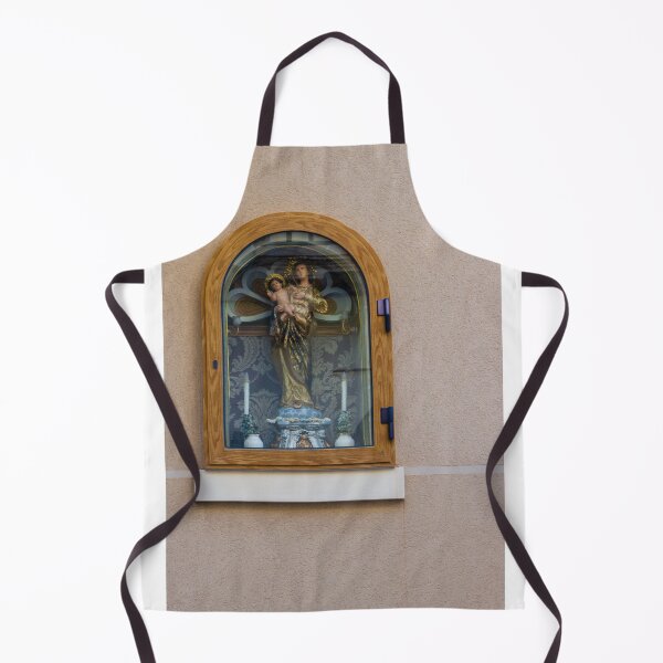 Item preview, Madonna And Child Shrine In Wooden Glass Niche On Exterior Wall Religious Statue designed and sold by Nmallia.