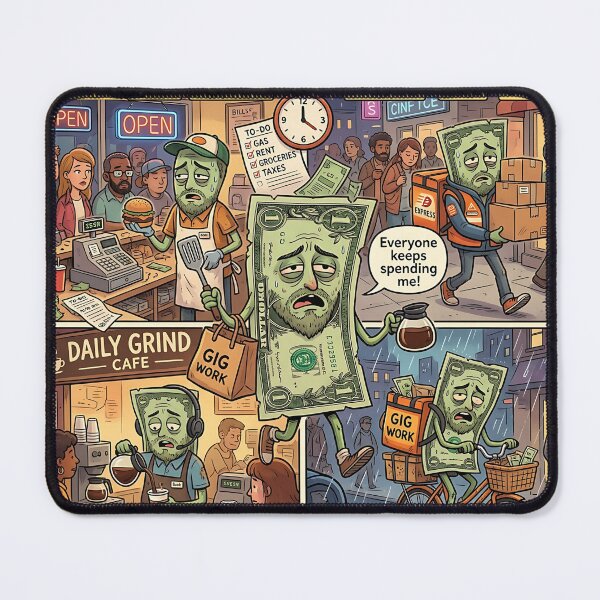 Item preview, Overworked Dollar Working Multiple Jobs Gig Economy Humor designed and sold by Michaelragheb.