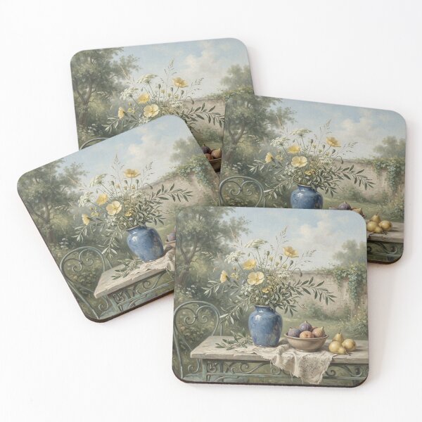 Item preview, Vintage European Garden Still Life Wall Art | Rustic Floral Vase & Fruit Painting designed and sold by Denim Art Studio.
