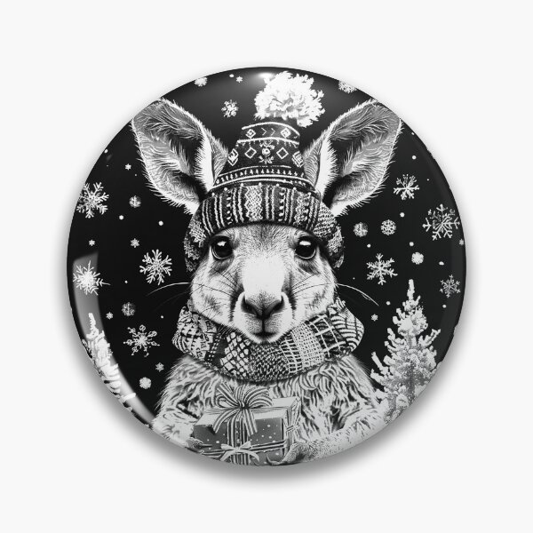 Item preview, Christmas Kangaroo with Gifts Black and White Winter Holiday Art Design designed and sold by inkoutninja.