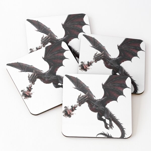 Item preview, Dark Red Dragon – Flying Gothic Dragon with Fire Breath designed and sold by DragonSerpent Ink.