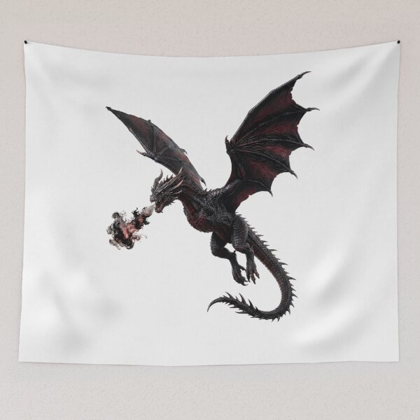 Item preview, Dark Red Dragon – Flying Gothic Dragon with Fire Breath designed and sold by DragonSerpent Ink.