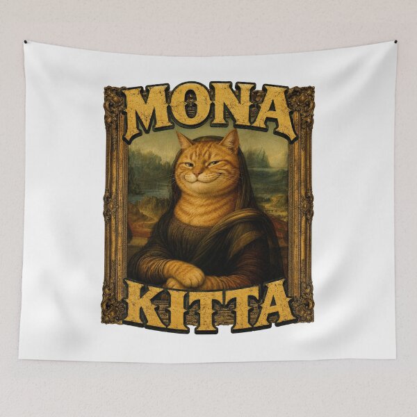 Item preview, Mona Kitta - Funny Renaissance Cat Parody designed and sold by BeardWave.