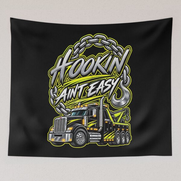 Item preview, Hookin Ain't Easy Safety Yellow designed and sold by The Hook Up Towing & Recovery.
