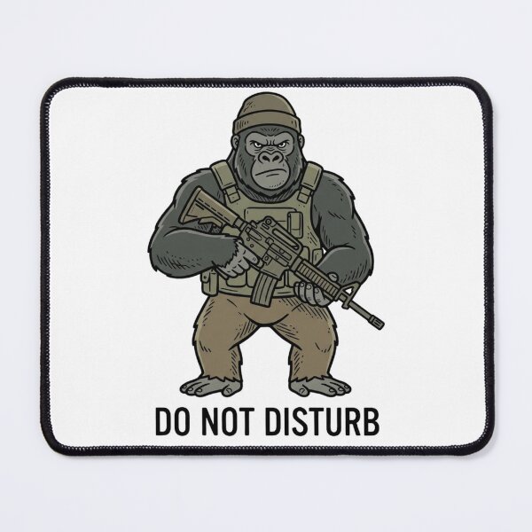 Item preview, Tactical Gorilla Do Not Disturb Funny Military Ape Silverback Gun Humor designed and sold by raedattia.