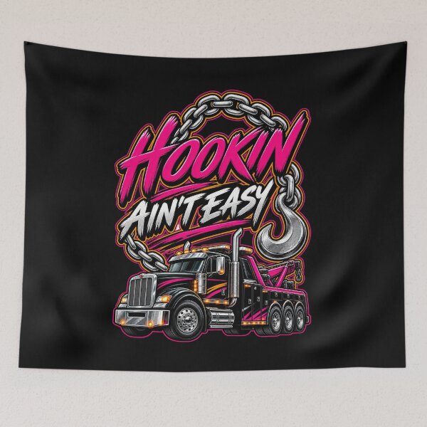 Item preview, Hookin Ain't Easy Pink White designed and sold by The Hook Up Towing & Recovery.