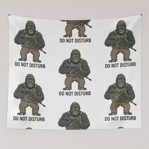 Item preview, Tactical Gorilla Do Not Disturb Funny Military Ape Silverback Gun Humor designed and sold by raedattia.