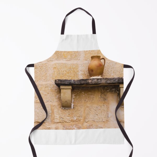 Item preview, Earthenware Jug On Stone Shelf Against Weathered Sandstone Wall In Mediterranean Village designed and sold by Nmallia.