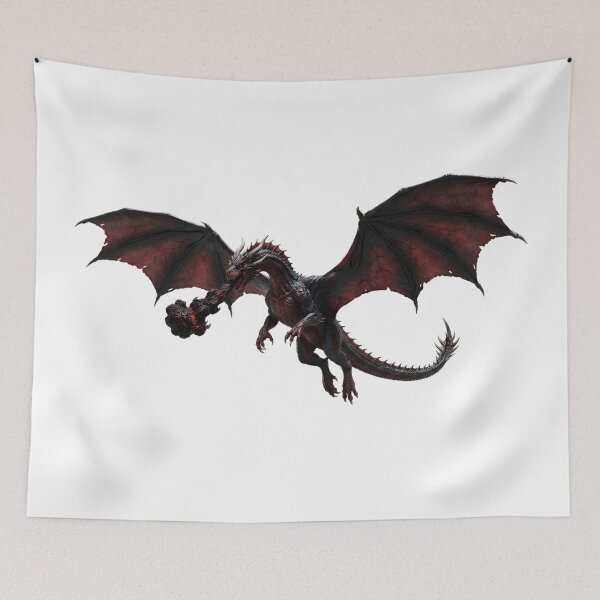 Item preview, Crimson Black Dragon – Flying Dark Fantasy Dragon designed and sold by DragonSerpent Ink.