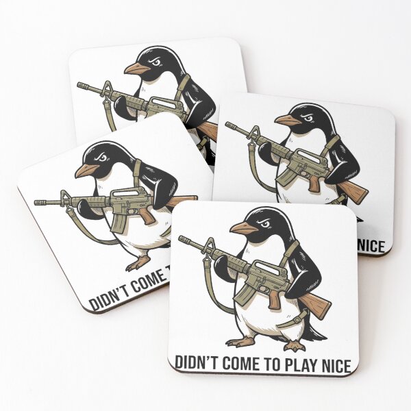 Item preview, Tactical Penguin Didn't Come To Play Nice Funny Military Bird Gun Humor designed and sold by raedattia.