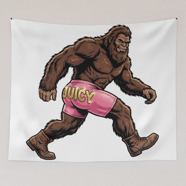 Item preview, Juicy Sassy Sasquatch - Funny Bigfoot in Bootylicious Booty Shorts designed and sold by Spank My Yeti.