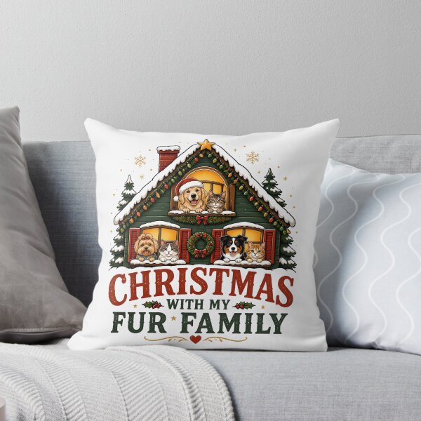 Item preview, Christmas With My Fur Family Cozy Pet Family Holiday House Design designed and sold by KristenosNehk.