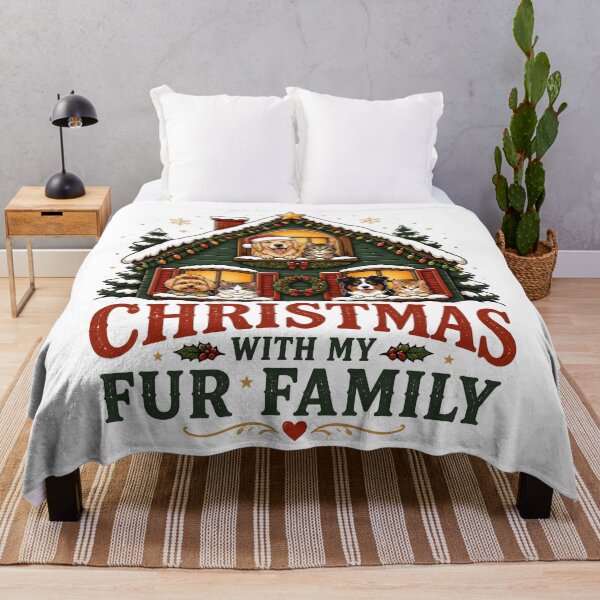 Item preview, Christmas With My Fur Family Cozy Pet Family Holiday House Design designed and sold by KristenosNehk.
