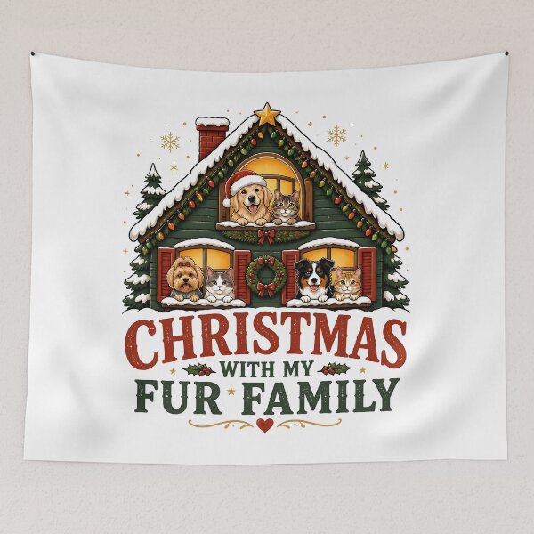 Item preview, Christmas With My Fur Family Cozy Pet Family Holiday House Design designed and sold by KristenosNehk.