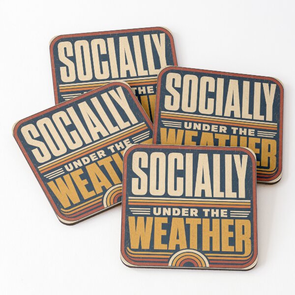 Item preview, Socially Under the Weather - Vintage Retro Typography Sign designed and sold by Modern Antique Atelier .