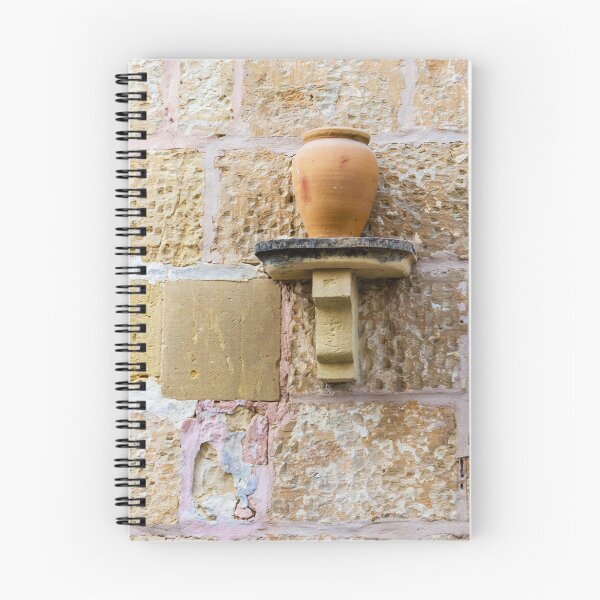 Item preview, Terracotta Clay Pot on Stone Wall Shelf in Rustic Mediterranean Alleyway With Textured Masonry designed and sold by Nmallia.