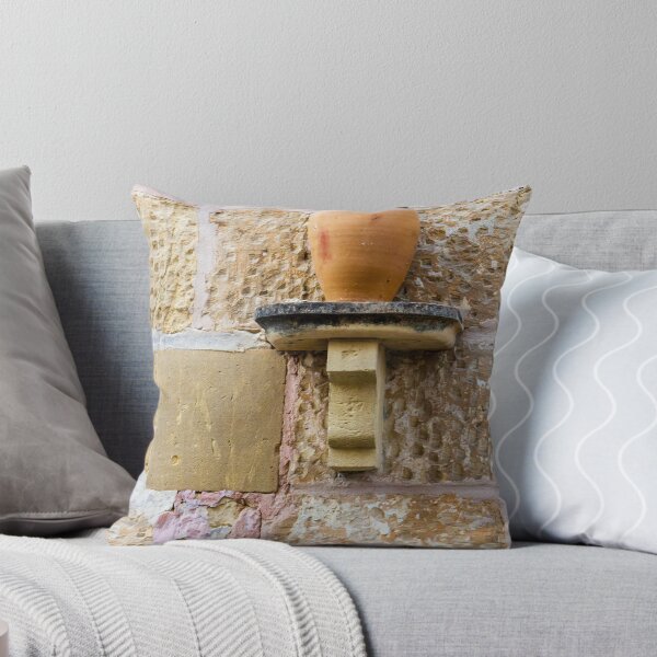 Item preview, Terracotta Clay Pot on Stone Wall Shelf in Rustic Mediterranean Alleyway With Textured Masonry designed and sold by Nmallia.