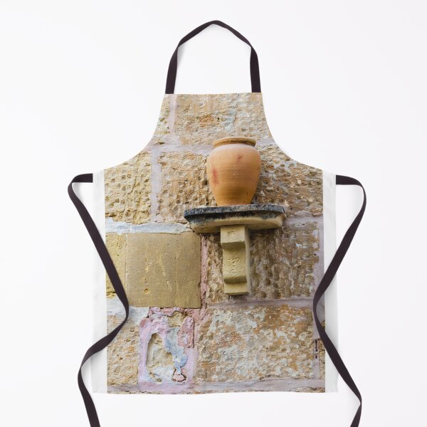 Item preview, Terracotta Clay Pot on Stone Wall Shelf in Rustic Mediterranean Alleyway With Textured Masonry designed and sold by Nmallia.