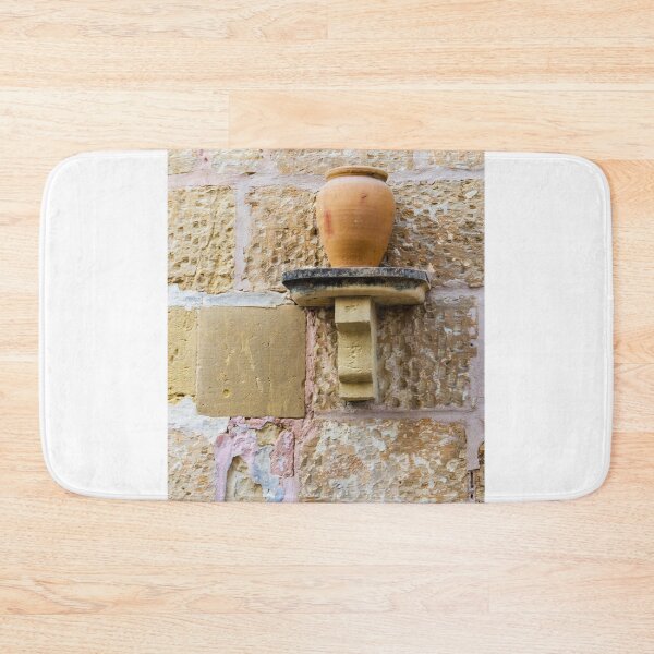 Item preview, Terracotta Clay Pot on Stone Wall Shelf in Rustic Mediterranean Alleyway With Textured Masonry designed and sold by Nmallia.