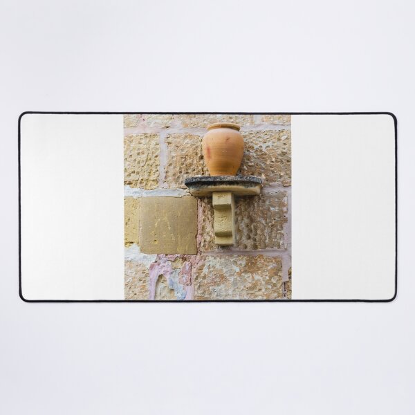 Item preview, Terracotta Clay Pot on Stone Wall Shelf in Rustic Mediterranean Alleyway With Textured Masonry designed and sold by Nmallia.